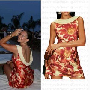 BEST Reformation Jonelle Mini Dress Small Summer Day Red Gold Floral Silk